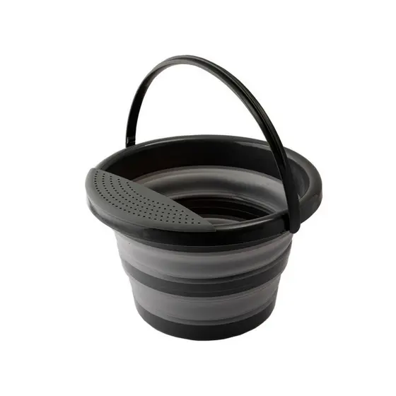 Balde 6,7 Litros Silicone Retrátil Dobrável Peneira Limpeza Casa