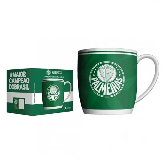 Caneca Porcelana Café Resistente 360ml Palmeiras Porco Verdão Presente