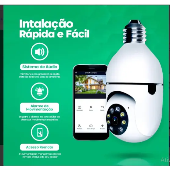 Câmera Ip Lâmpada Wifi Panorama Camera