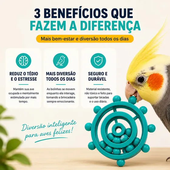 Brinquedo Interativo Giratório para Calopsitas e Periquitos Passaros bico torto
