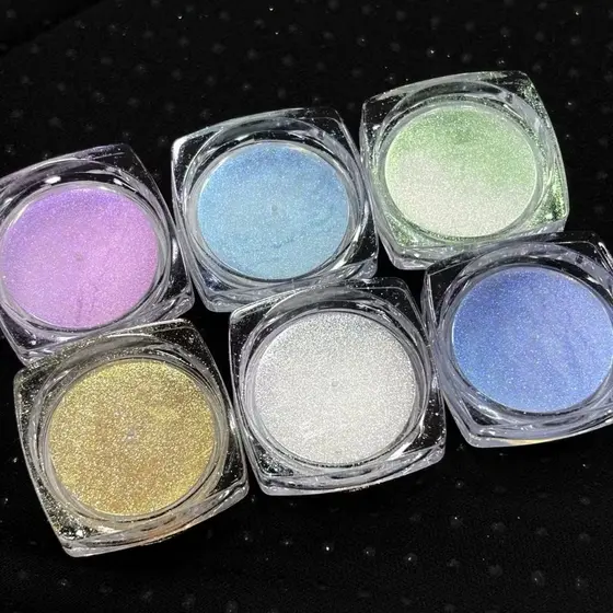 Kit 6x Pó Sereia Asa Borboleta Unhas Gel Encapsulada Glitter