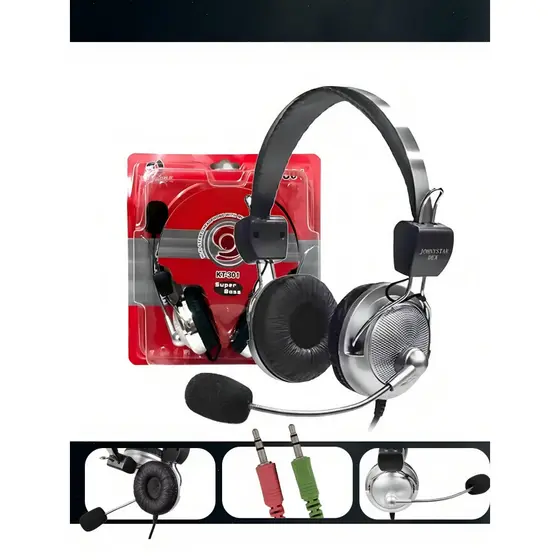 Fone microfone KT-301 gamer preto e prata