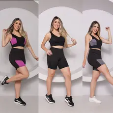 conjunto feminino academia short + top costa nadador conjunto  Fitness com bermuda verão