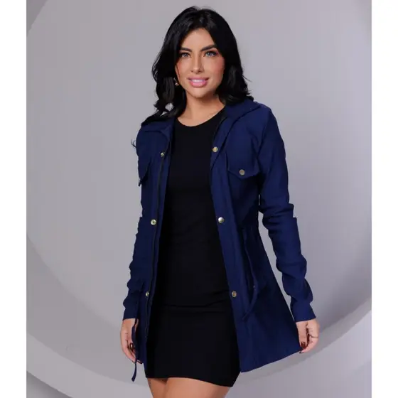 Parka Sobretudo em Bengaline Jaqueta Feminina Casaco