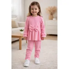 Conjunto Infantil Feminino Laço Manga Longa com Calça – Moda Kids