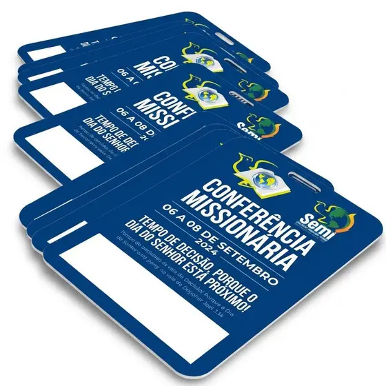 Crachá Credencial para Eventos Personalizado em PVC Cartão Identificação Crachá