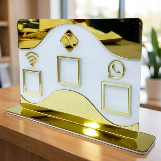 Display Em Acrílico Para PIX Wi-Fi E WhatsApp Identificação Visual Profissional