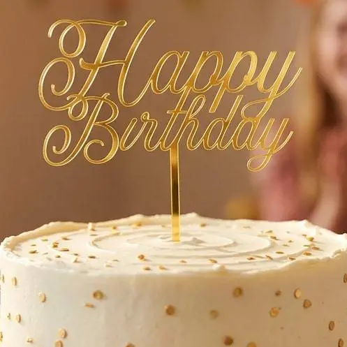 Kit 10 Topo De Bolo Happy Birthday Dourado Decoração Aniversário e Festa