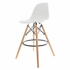 Banqueta Alta Para Cozinha Americana Bancada Ilha Charles Eames Eiffel Branca Base Madeira Wood