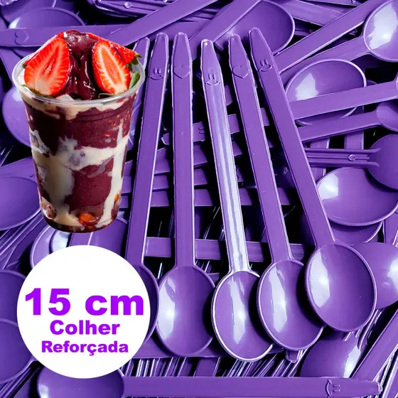 Kit 1000 500 e 250 Colheres Descartável 15 cm para Açaí Sorvete Bolo Sobremesa