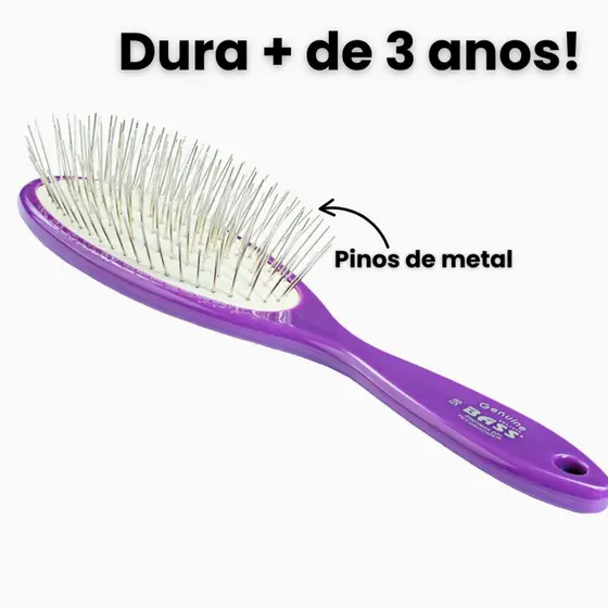 Escova Pet Cachorro Gato Bass De Acrílico Com Pinos de Metal Sem Bolinhas - Roxa - M