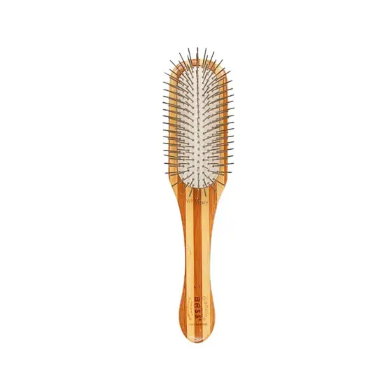 Escova Pet Cachorro Gato Bass Retangular de Bambu com Pinos Sem Bolinhas Listrada