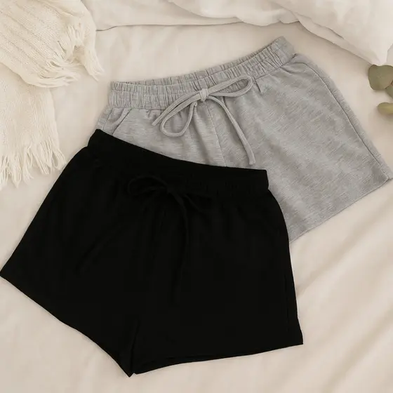 Short Feminino Moletinho Moletom Liso Bolso Lateral Elástico Cores Tendência