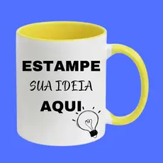 Caneca Personalizada de Porcelana Alça e Interior Colorido, Faça como quiser, Caneca do seu Jeito, Caneca Personalizada Foto