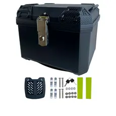 Baú Bauleto para Moto 38L Preto Universal Reforçado Forro Base Kit Fixação Completo Trava Anti Furto