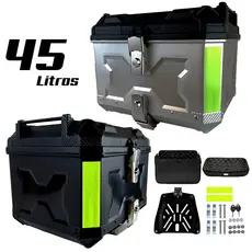 Baú Bauleto para Moto 45 litros Universal Com Forro e Base Kit Fixação Completo Trava Anti Furto