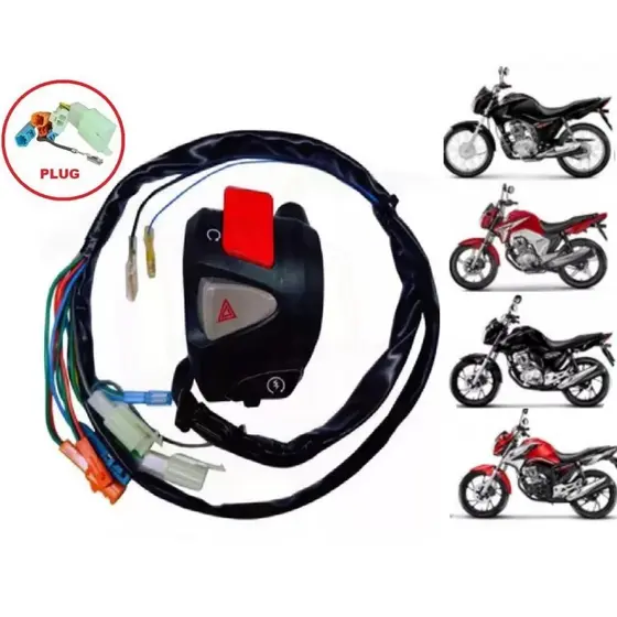 Punho Partida Cb500 Honda Cg Titan Fan Start Pisca Alerta Com Plugs