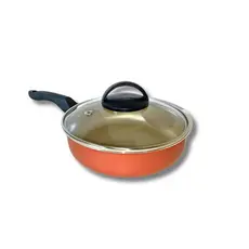 Frigideira Alta Funda 18 Cm Antiaderente C/ Tampa Vidro