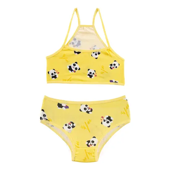 Conjunto Infantil Menina Moça Top e Calcinha Estampado Microfibra