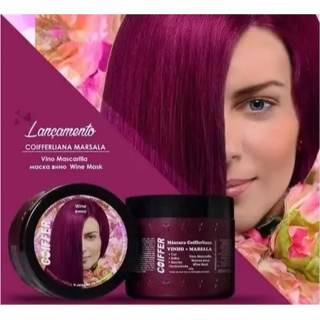 Máscara Marsala Vinho Coiffer Cosméticos 350g Sem Amônia