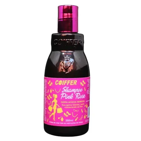 Shampoo Pink Rose Premium Coiffer 250ml Regenera e Hidrata