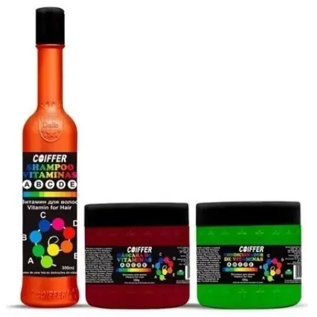 KIT VITAMINAS COIFFER (3 UNIDADES) ANTI QUEDA E QUEBRA