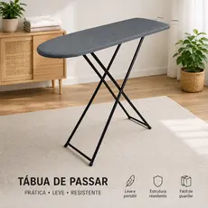 Tabua De Passar Roupa Mesa Forro Tecido Térmico Resistente C/ 4 Regulagens Altura Reforçada