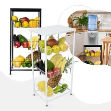 Fruteira De Aço Com Pés Emborrachados Com 3 Divisórias