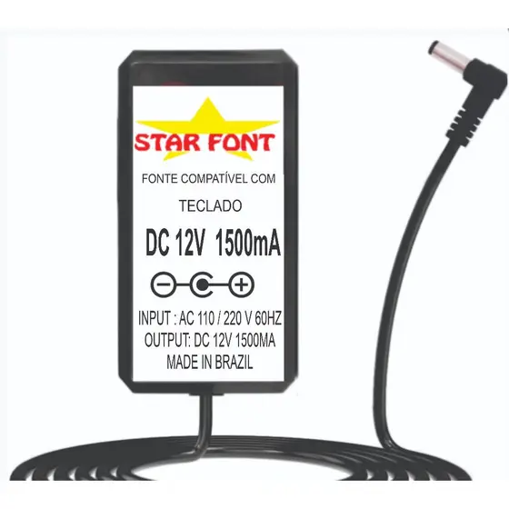 Fonte DC 12V 1.5A Para Piano Digital E Sintetizadores Roland Boss Psb-5u