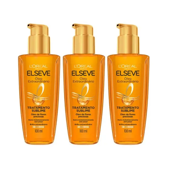 Kit 3 Óleos Extraordinarios para Cabelos Elseve Loreal Paris, 100ml