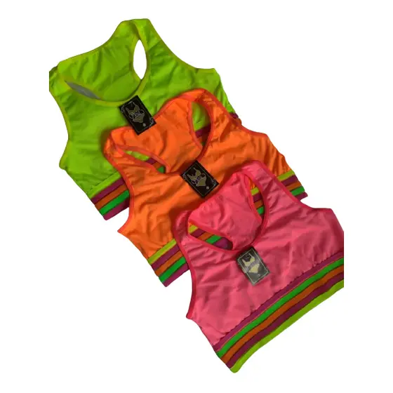 Kit 2 tops neon, feminino, ginastica, fitness, microfibra, forro em algodão