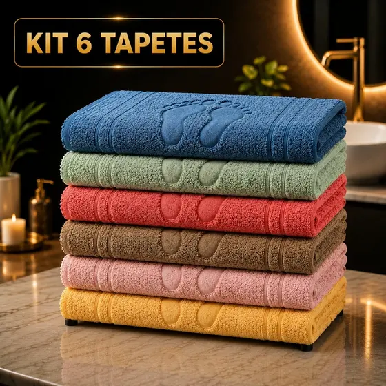 Kit com 3 ou 6 Tapete Piso Premium Toalhinha Para Banheiro Pezinho