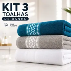 Kit 3 Toalhas de Banho Jade Banhão 100% Algodão Alta Absorção