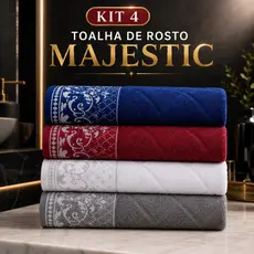 Kit 4 Toalhas de Rosto Majestic 45x70cm Macias Absorventes Premium para Banheiro e Lavabo