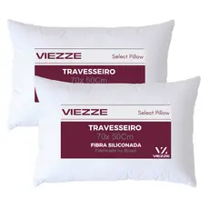 Kit 02 Travesseiro Regulável Super Macio Luxo Toque de Pluma 70x50cm com Ziper