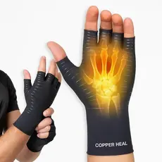 Luvas de Compressão Meia Mão e Munhequeira para Artrite Suporte Conforto Alívio de Dor Copper Heal