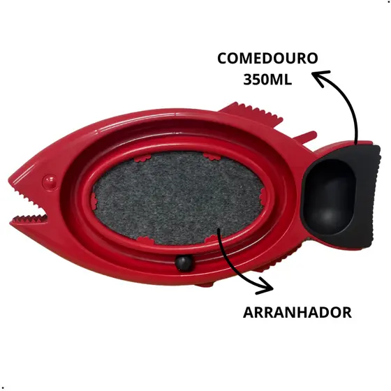 Arranhador Interativo Brinquedo Bolinha + Comedouro GATOS Relax Antiestresse 3 em 1