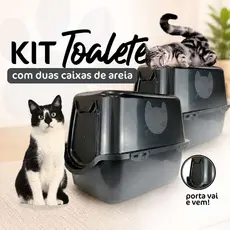 Kit 2 Caixa Areia Fechada Banheiro Toalete Sanitário Gato Antiodor