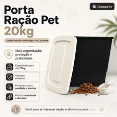 Container Porta Ração 20kg Pote Tampa Vedada Antiformiga + Pá Dosadora Pet Gato Cachorro
