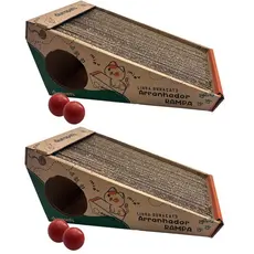 Kit 2 Brinquedo Pet Arranhador Interativo Para Gatos Rampa com 2 Bolinhas Exclusivo
