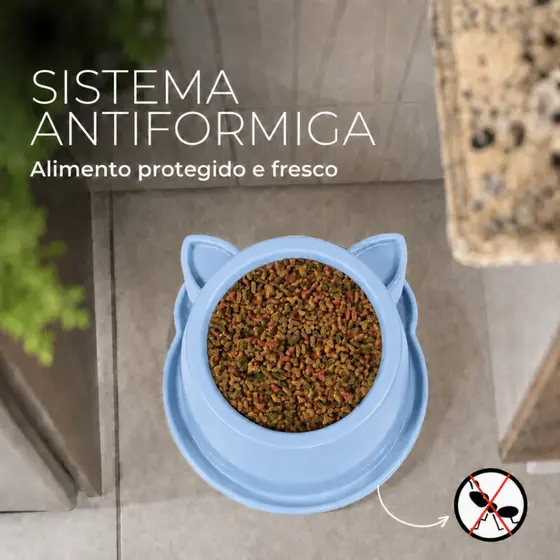 Comedouro e Bebedouro Anti-Formiga Luxo Anatômico para Gatos 250ml - Durapets