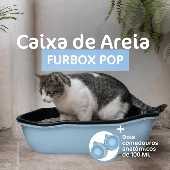 Kit Caixa Areia Furba Pop Pet Banheiro Gato Grande Bandeja Sanitário Inteligente Durapets
