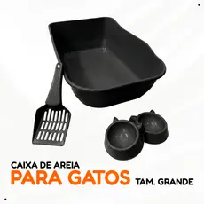 Kit Caixa de Areia Grande + Comedouro + Pá Higiênica para Gatos Grande Pet Bandeja Pipcat