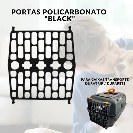 Porta Portinha de Policarbonato Black para Caixa de Transporte Durapets