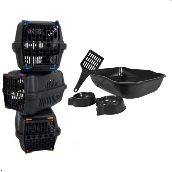 Kit Caixa de Areia Gatos Pet + Caixa Transporte Gato Grande Banheiro Sanitario Higienico Furba