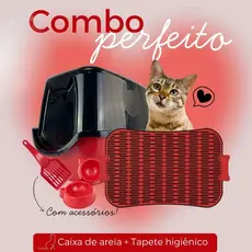 Caixa de Areia Banheiro De Gato Fechado Durapets + Tapete Limpa Patas