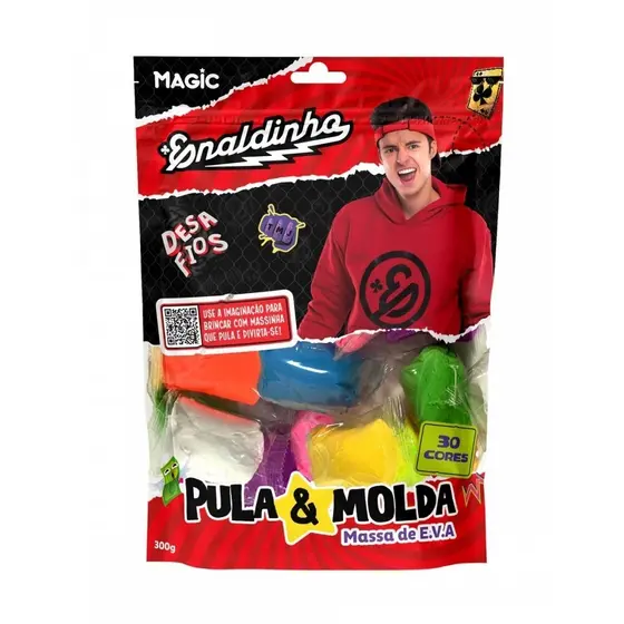 Massa de Modelar Enaldinho 30 Cores Sortidas 300g  Kit Criativo Pula e Molda