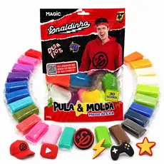 Massa de Modelar Enaldinho 30 Cores Sortidas 300g  Kit Criativo Pula e Molda