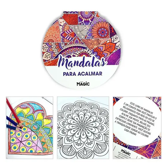 Livro Redondo Mandala para Acalmar com 24 páginas