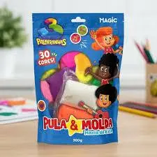 Massa pula e molda 30 cores sortidas - 300g - 3 palavrinhas